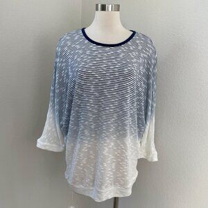 NEW Lane Bryant Womens Plus 18/20 Dolman Sleeve Knit Top Blue White Shirt
